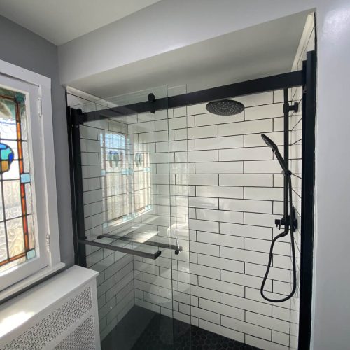bathroom glass slide door